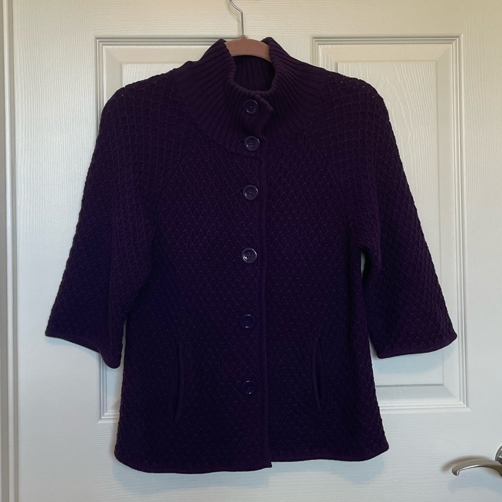 Talbots Purple Jacket Cardigan - Picture 2 of 6